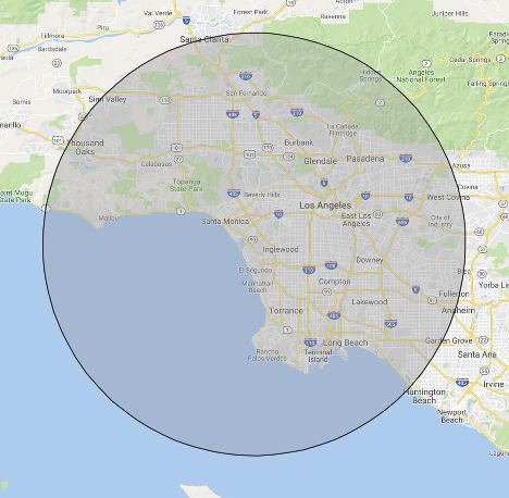 20 Mile Radius Map